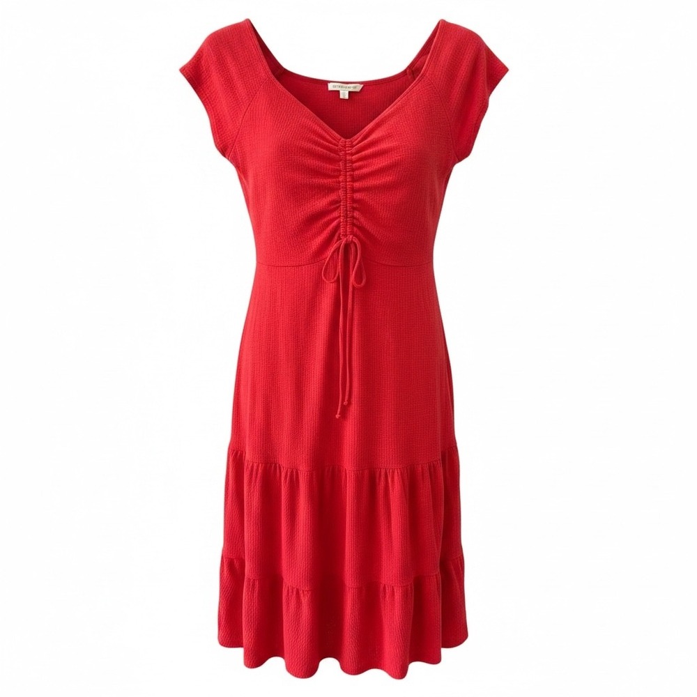 Rolla Coster Red Ruched Bust Tiered Mini Dress Size Large